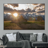 52555760-MGV-CV-36X24-Snowy Peaks Wall Art Canvas Print, Framed Nature Escape Art Picture Print, Rustic Charm Perfect Rustic Western Decor Artwork