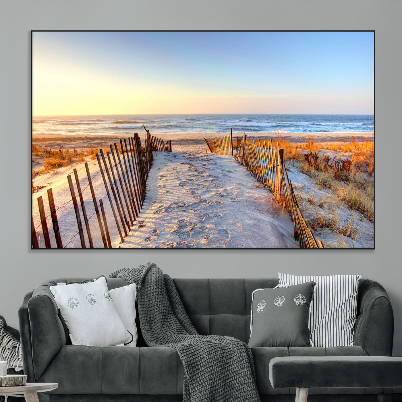 73351887-MGV-CV-36X24-Ocean Sunset Wall Art Wall Art Canvas Print, Framed Nautical Photography Art Picture Print, Summer Beach House Decor Perfect