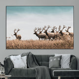81594705-MGV-CV-36X24-Elk Herd Wall Art Canvas Print, Framed Wildlife Photography Art Picture Print, Rustic Nature Print Perfect Rustic Wildlife Decor