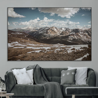 44565953-MGV-CV-36X24-Mountain Landscape Wall Art Canvas Print, Framed Snowy Peaks Art Picture Print, Rugged Highlands Perfect Rustic Adventure Decor
