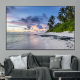 75045485-MGV-CV-36X24-Tropical Beach Wall Art Canvas Print, Framed Sunset Glow Art Picture Print, Palm Tree Coast Perfect Tropical Coastal Decor Artwork