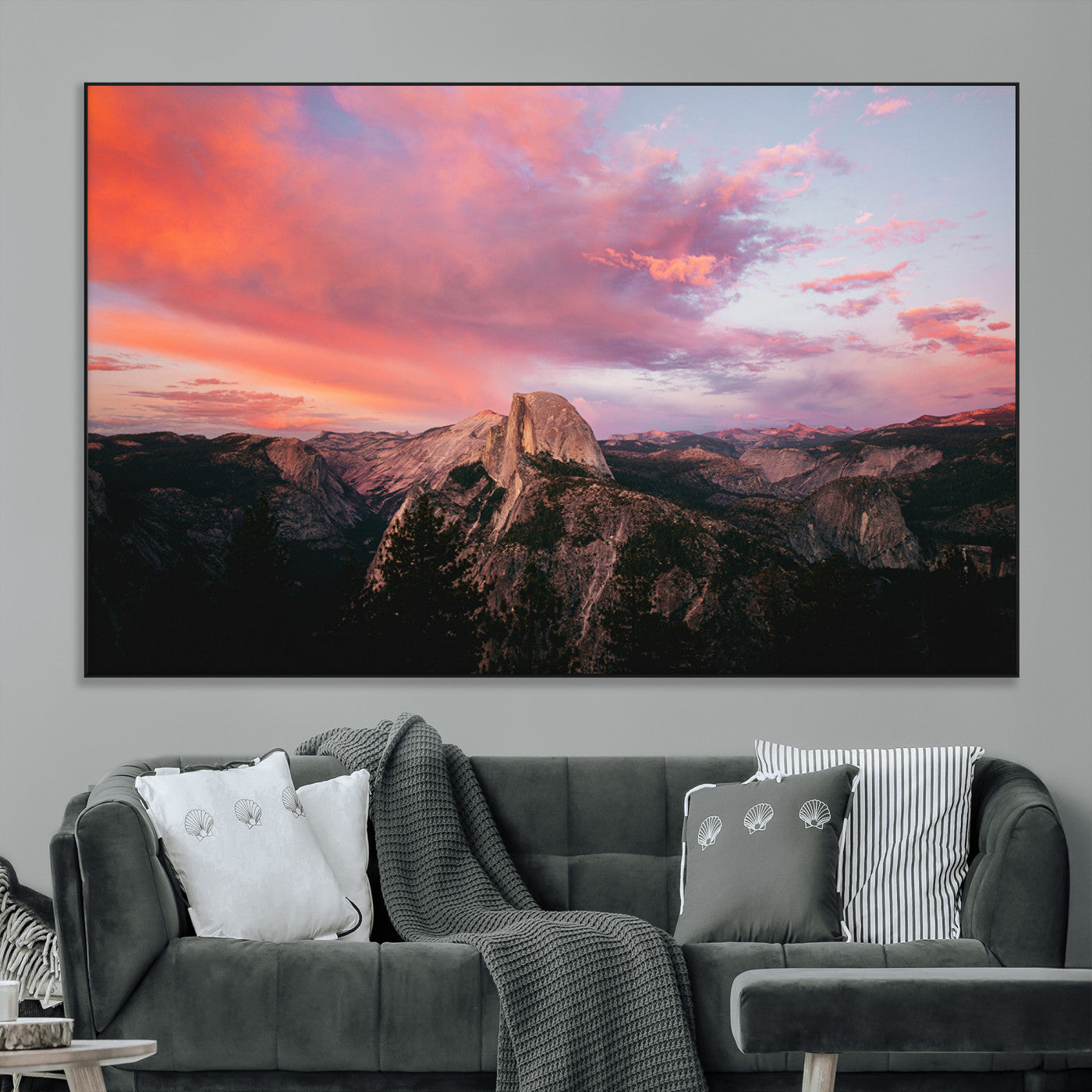 32786115-MGV-CV-36X24-Half Dome Wall Art Canvas Print, Framed Yosemite National Park Art Picture Print, Dramatic Sunset Perfect Adventurous Wilderness