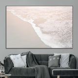 28414510-MGV-CV-36X24-Ocean Shoreline Wall Art – Minimal Coastal Beach Canvas Print, Soft Sea Foam and Sand Photography Artwork, Relaxing Nautical Decor