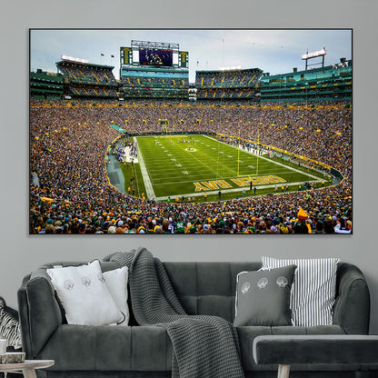 96617112-MGV-CV-36X24-Lambeau Field Wall Art – Green Bay Packers NFL Football Stadium Canvas Print – Game Day Crowd Sports Decor for Man Cave, Bar, or