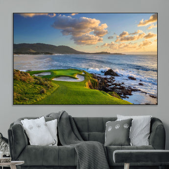 50107048-MGV-CV-36X24-Golf Course Wall Art – Coastal Ocean View Canvas Print, Scenic Fairway Landscape Decor for Office, Man Cave, Bedroom, or Living