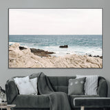 25481980-MGV-CV-36X24-Ocean Coastal Wall Art – Rocky Shoreline and Waves Canvas Print, Serene Beach Landscape Decor for Living Room, Bedroom, or Office