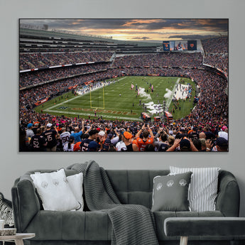87578930-MGV-CV-36X24-Soldier Field Wall Art – Chicago Bears Football Stadium Sunset Canvas Print, Game Day Sports Decor for Man Cave, Bar, Office, or