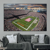 98106777-MGV-CV-36X24-Soldier Field Wall Art – Chicago Bears Stadium Canvas Print with American Flag, Game Day Football Decor for Man Cave, Bar, or