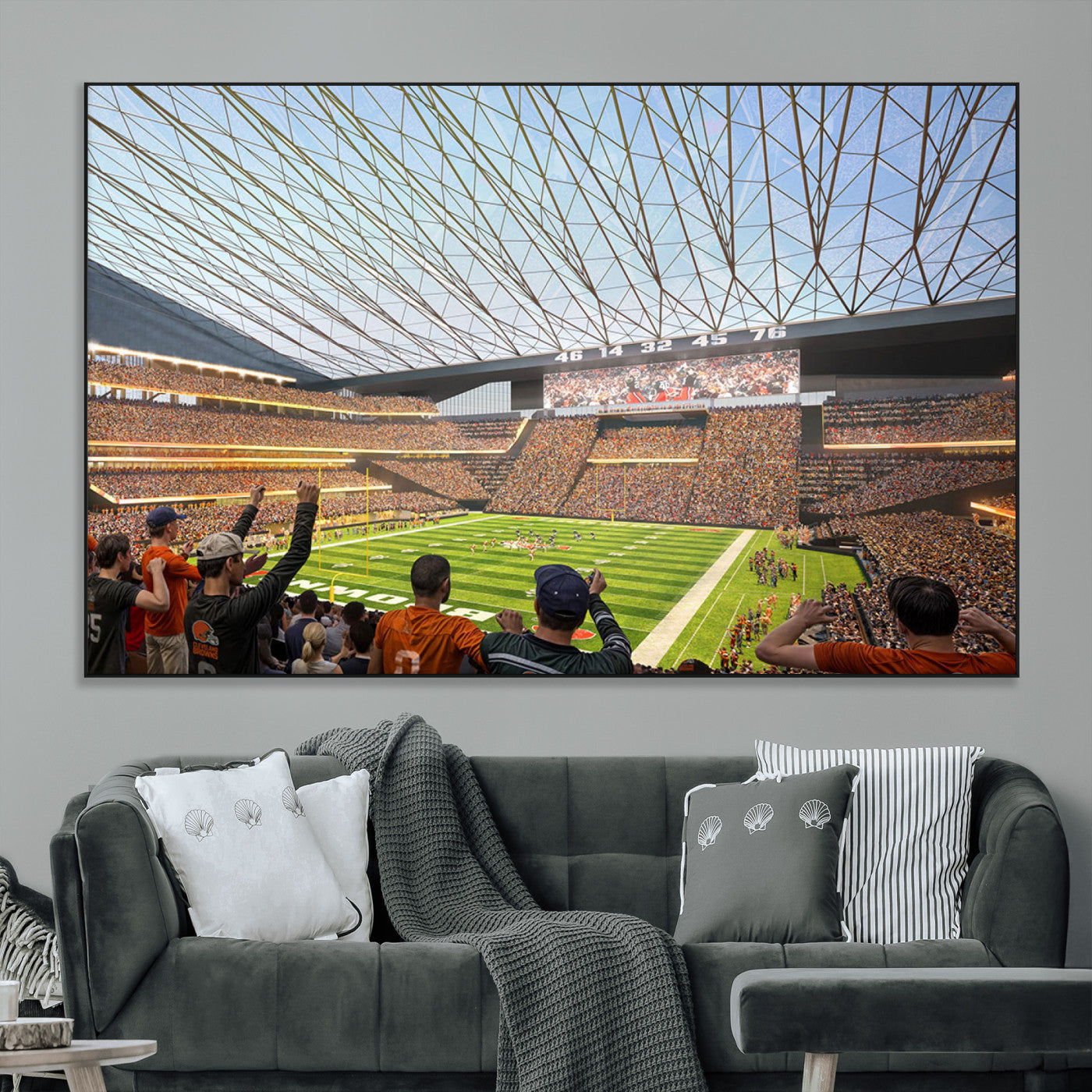 81960112-MGV-CV-36X24-Futuristic Football Stadium Wall Art – Modern Dome Arena Canvas Print, Chicago Bears Concept Design Sports Decor for Man Cave or