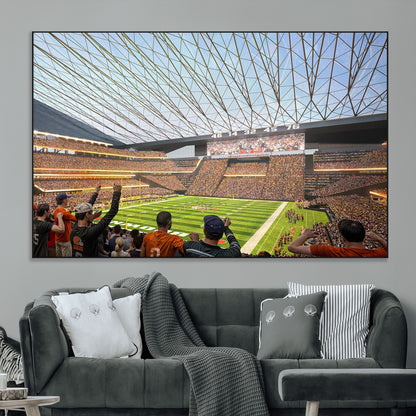 81960112-MGV-CV-36X24-Futuristic Football Stadium Wall Art – Modern Dome Arena Canvas Print, Chicago Bears Concept Design Sports Decor for Man Cave or