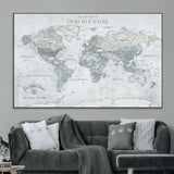 94249974-MGV-CV-36X24-Ours Explore World Map Wall Art – Modern Travel Canvas Print, Neutral Adventure Decor for Living Room, Office, Study, Bedroom,