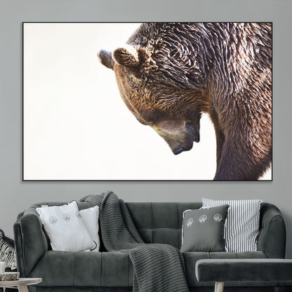 14405507-MGV-CV-36X24-Bear Wall Art – Wildlife Canvas Print with Rustic Animal Portrait and Minimalist Background, Nature Inspired Photography for