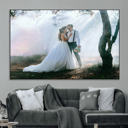 CSTM913-MGV-CV-36X24-Framed Wedding Canvas Print - Custom Wall Art Keepsake for Couples, Elegant Home Decoration Gift, Create Your Own Photo Canvas