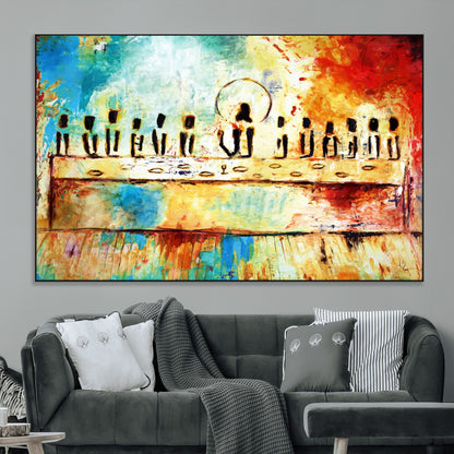 YKE34632598CR-MGV-CV-36X24-Abstract Last Supper with Apostles Wall Art Canvas Print