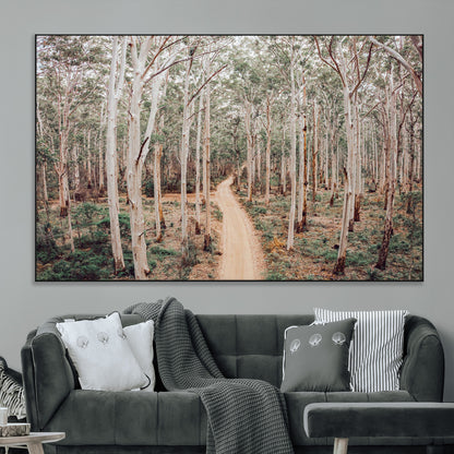 24760563-MGV-CV-36X24-Forest Wall Art – Tranquil Woodland Path Canvas Print, Scenic Nature Photography Decor for Bedroom, Living Room, Office, Cabin or