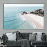 79395467-MGV-CV-36X24-Coastal Wall Art – Aerial Beach Canvas Print, Ocean Waves and Sandy Shore Photography Decor for Bedroom, Living Room, Office,