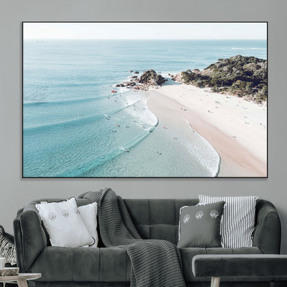 79395467-MGV-CV-36X24-Coastal Wall Art – Aerial Beach Canvas Print, Ocean Waves and Sandy Shore Photography Decor for Bedroom, Living Room, Office,