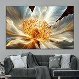 20862576-MGV-CV-36X24-Golden Abstract Flower Canvas Wall Art – Modern Botanical Bloom Print, Elegant Floral Artwork for Living Room, Bedroom, Office