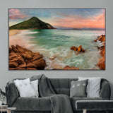 53831025-MGV-CV-36X24-Coastal Landscape Wall Art – Tropical Beach Ocean Canvas Print, Sunset Mountain View Photography Decor for Living Room, Bedroom,