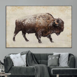 54810031-MGV-CV-36X24-Western Wall Art – Snow Covered Bison Canvas Print, Rustic Wildlife Photography Decor for Bedroom, Living Room, Office, Lodge,