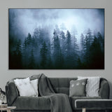 93439624-MGV-CV-36X24-Forest Wall Art – Misty Pine Trees Canvas Print, Moody Nature Photography Decor for Bedroom, Living Room, Office, Cabin, Lodge or