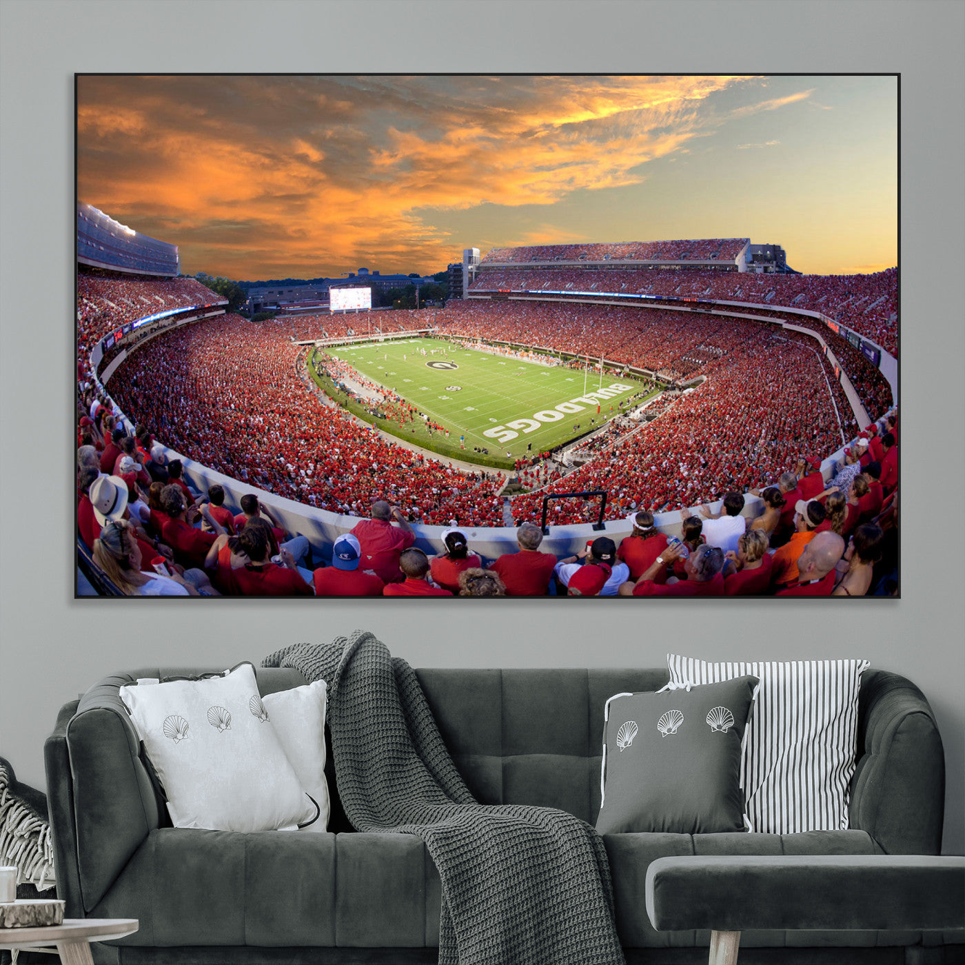73680988-MGV-CV-36X24-Sanford Stadium Wall Art – Georgia Bulldogs Football Sunset Game Canvas Print, College Sports Decor for Man Cave, Bar, Office, or