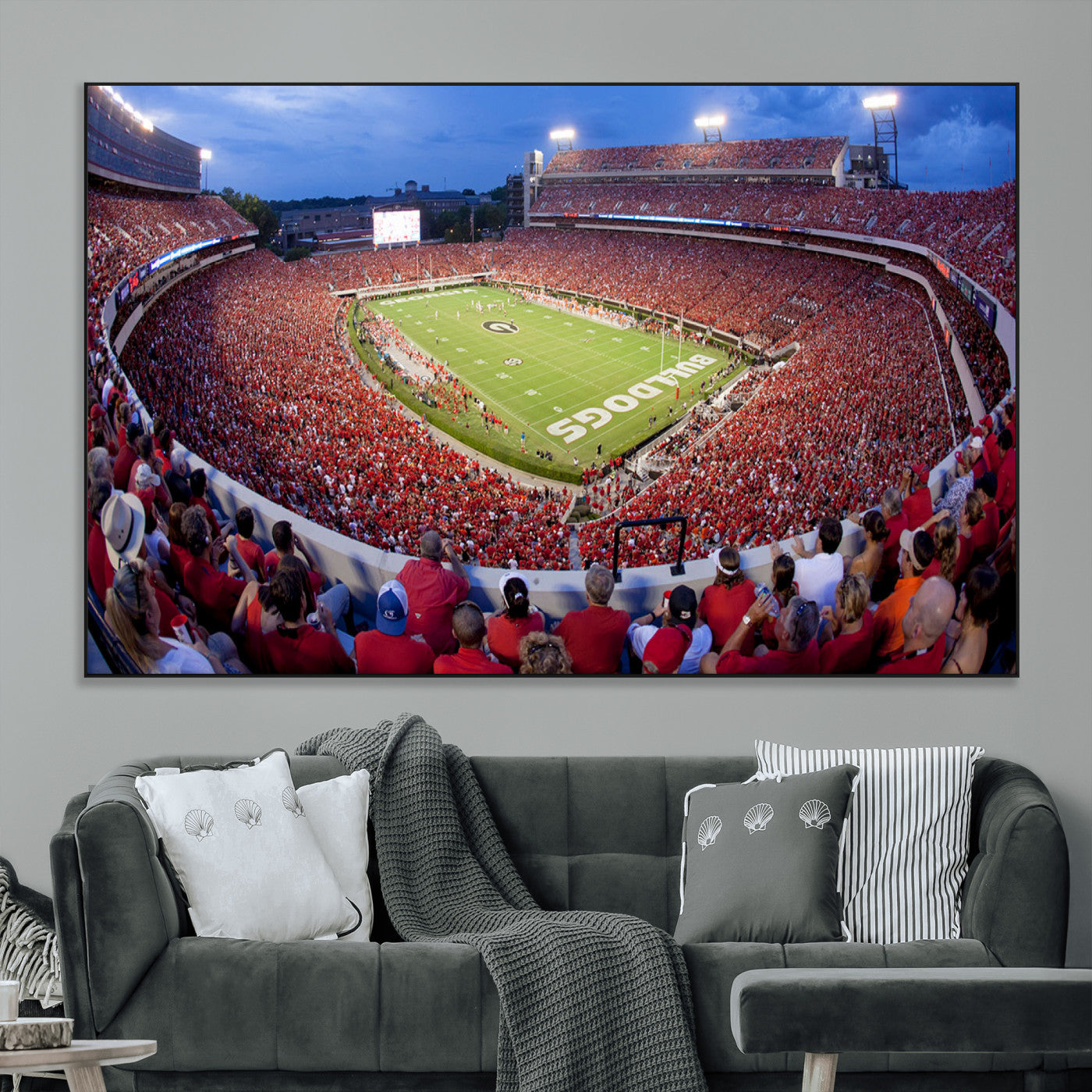 10244378-MGV-CV-36X24-Sanford Stadium Wall Art – Georgia Bulldogs Football Panoramic Evening Canvas Print, College Game Day Decor for Man Cave, Bar, or