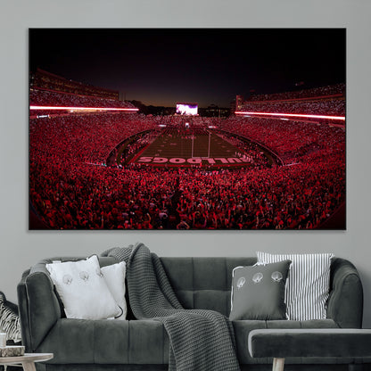 38331045-MGV-CV-36X24-Sanford Stadium Wall Art – Georgia Bulldogs Football Red Night Game Canvas Print, Electric College Sports Decor for Man Cave or