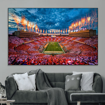 94266219-MGV-CV-36X24-Neyland Stadium Wall Art – Tennessee Volunteers Checkerboard Game Day Canvas Print, College Football Fireworks Decor for Man Cave