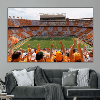 76011417-MGV-CV-36X24-Neyland Stadium Wall Art – Panoramic Tennessee Volunteers Checkerboard Crowd Canvas Print, Day Game Football Celebration Sports