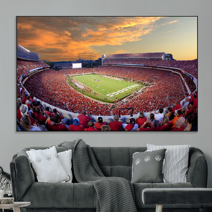 73680988-MGV-CV-36X24-Georgia Bulldogs Stadium Wall Art – Panoramic Football Field Canvas Print, Game Day Decor for Home, Office, Fan Cave, Sports