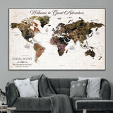 33631532-MGV-CV-36X24-Personalized World Map Wall Art – Dark Vintage Adventure Travel Map with Custom Names, Rustic Wall Decor for Couples, Home or