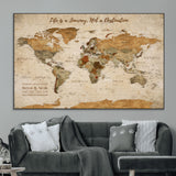 75179116-MGV-CV-36X24-Personalized World Map Wall Art – Rustic Vintage Travel Map with Custom Names, Inspirational Adventure Décor for Couples, Families