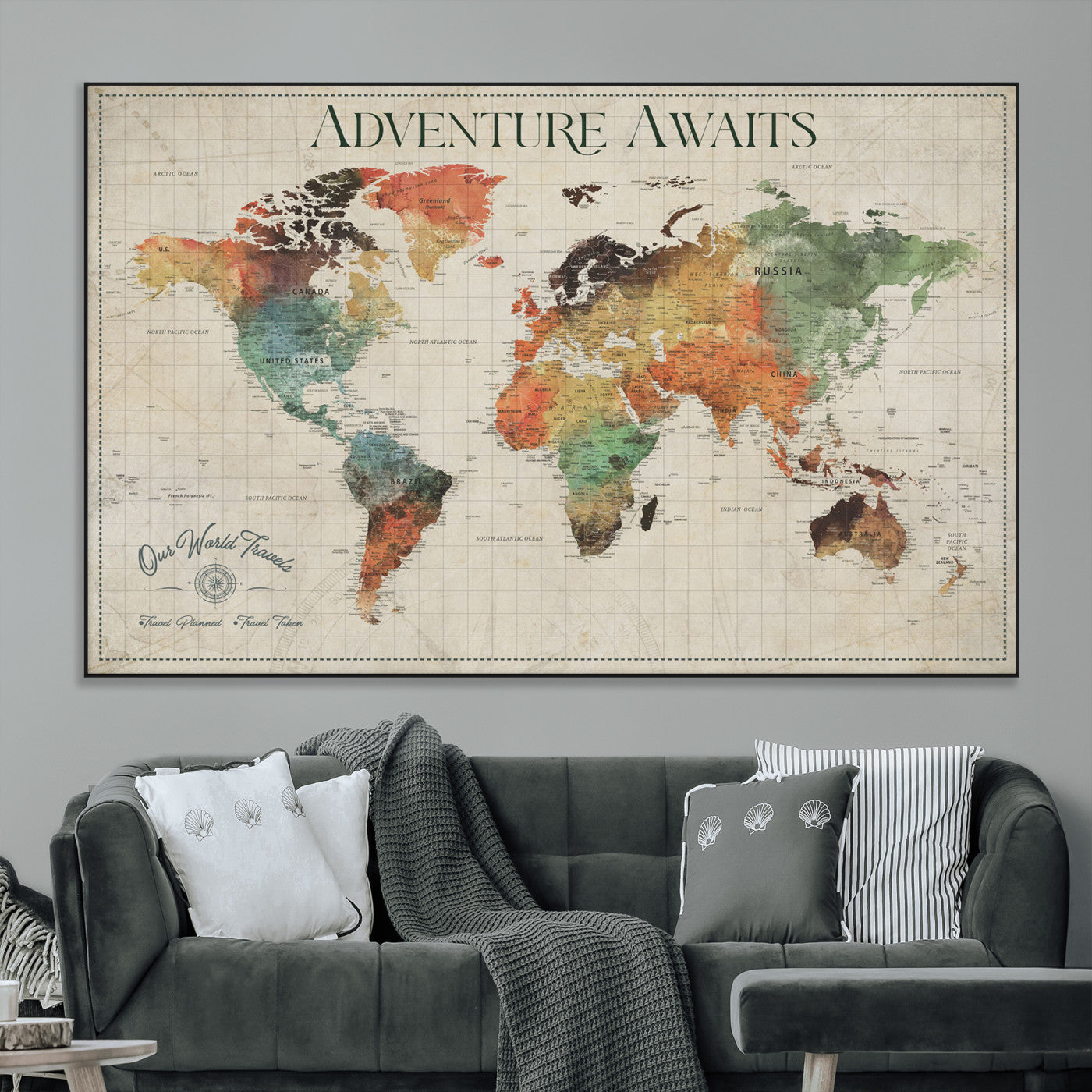 24737989-MGV-CV-36X24-Personalized World Map Wall Art – Colorful Vintage Adventure Travel Map with Custom Names, Unique Wall Decor for Couples,