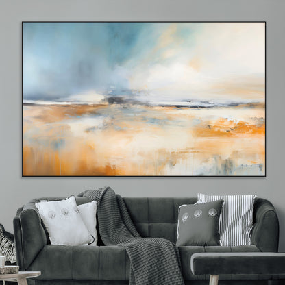 12135-MGV-CV-36X24-Soft Horizon Wall Art Canvas Print, Framed Golden Field Art Picture Print, Dreamy Horizon Perfect Minimalist Earthy Decor Artwork