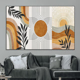 32359-MGV-CV-36X24-Modern Sun Wall Art Canvas Print, Framed Retro Horizon Art Picture Print, Sunburst Design Perfect Mid Century Boho Decor Artwork
