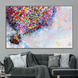 18792-MGV-CV-36X24-Up Movie House Wall Art Canvas Print, Framed Carls Journey Art Picture Print, Up Inspired Perfect Animated Whimsical Decor Artwork