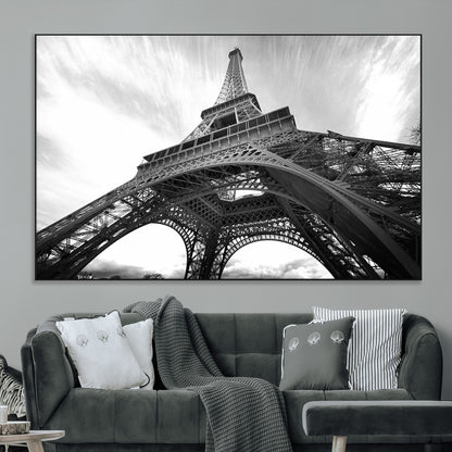 40006-MGV-CV-36X24-Eiffel Tower Wall Art – Black and White Architectural Photo Print, Paris Inspired Decor for Bedroom, Office, Studio or Modern