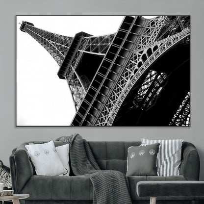 89033-MGV-CV-36X24-Eiffel Tower Wall Art – Dramatic Black and White Architectural Canvas Print, Modern Paris Decor for Office, Living Room or