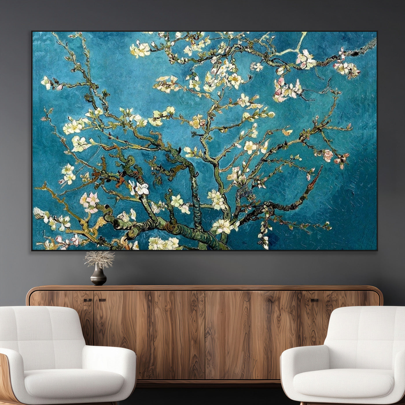 91714-MGV-CV-36X24-Almond Blossoms Wall Art – Handcrafted Van Gogh Inspired Floral Canvas Print, Beautiful Nature Decor for Living Room, Bedroom, or