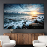 33428-MGV-CV-36X24-Ocean Sunrise Wall Art – Serene Seascape Canvas Print, Coastal Home or Office Decor, Perfect for Living Room, Bedroom, or Study