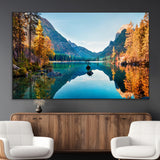 32962-MGV-CV-36X24-Mountain Lake Wall Art – Tranquil Autumn Landscape Canvas Print, Nature Reflection Decor for Living Room, Bedroom, Office or Cabin