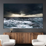 42607-MGV-CV-36X24-Stormy Ocean Wall Art – Dramatic Sea and Sky Canvas Print with Sun Rays, Moody Nature Decor for Living Room, Office, Bedroom or