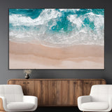 39236-SEG-FC-51X34_Oversize_Oversize-Ocean Beach Wall Art – Aerial View of Waves and Sand Canvas Print, Coastal Home Decor for Living Room, Bedroom, Office or Beach