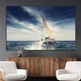 75430-MGV-CV-36X24-Sailing Boat Wall Art – Dynamic Ocean Yacht Canvas Print, Nautical Decor for Living Room, Office, Beach House or Cabin
