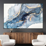 33782-MGV-CV-36X24-Abstract Marble Wall Art – Blue & Gold Fluid Painting Canvas Print, Modern Home Decor for Living Room, Bedroom or Office