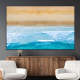 43046-MGV-CV-36X24-Aerial Beach Wall Art – Serene Ocean Waves & Sandy Shore Canvas Print, Coastal Home Decor for Living Room, Bedroom or Office