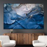 27810-MGV-CV-36X24-Abstract Blue Gold Fluid Art Wall – Modern Canvas Print, Elegant Home & Office Wall Art, Stylish Living Room or Bedroom Decor