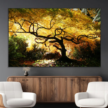 19067-SEG-FC-51X34_Oversize_Oversize-Golden Canopy Wall Art – Panoramic Autumn Tree Canvas Print, Warm Seasonal Decor for Living Room, Office or Garden Space