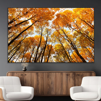 11823-MGV-CV-36X24-Golden Autumn Tree Canopy Wall Art – Stunning Fall Forest Leaves Print, Warm Seasonal Nature Decor for Home, Office or Cabin
